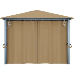 Online Elegant paviljong med draperier för utomhusbruk | Färg: Taupe | Storlek: 400x300 cm Tält & Lusthus