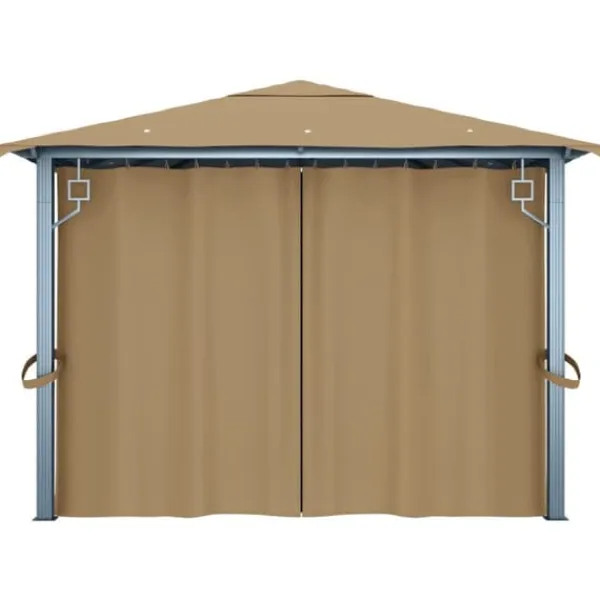 Online Elegant paviljong med draperier för utomhusbruk | Färg: Taupe | Storlek: 400x300 cm Tält & Lusthus