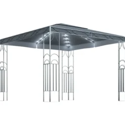 Elegant paviljong med ljusslinga - Solskydd för utomhusevenemang | Färg: Antracit | Storlek: 300x300 cm