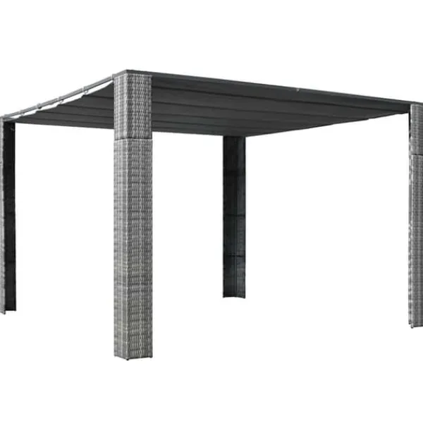 Elegant paviljong med tak i PE-rotting | Färg: Grå och Antracit | Storlek: 300x300x220 cm
