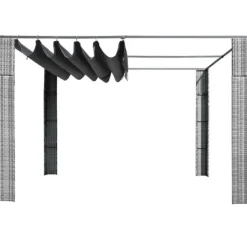 Elegant paviljong med tak i PE-rotting | Färg: Grå och Antracit | Storlek: 300x300x220 cm