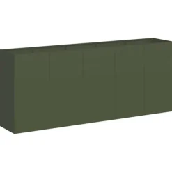 Outlet Elegant planteringskärl i olivgrön kallvalsad stål | Storlek: 200x40x80 cm Krukor & Växtbehållare