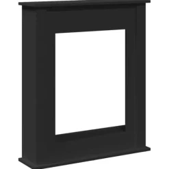 Elegant spiselkrans i konstruerat trä för LED-låga | Färg: Svart | Storlek: 75x20x87,5 cm