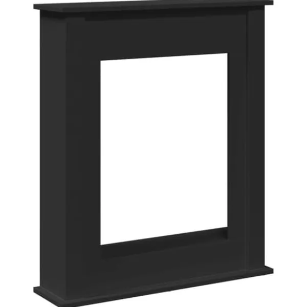 Elegant spiselkrans i konstruerat trä för LED-låga | Färg: Svart | Storlek: 75x20x87,5 cm