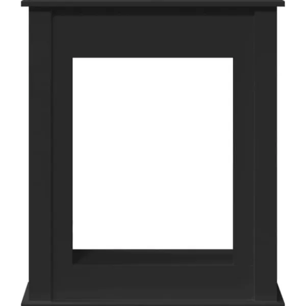 Elegant spiselkrans i konstruerat trä för LED-låga | Färg: Svart | Storlek: 75x20x87,5 cm