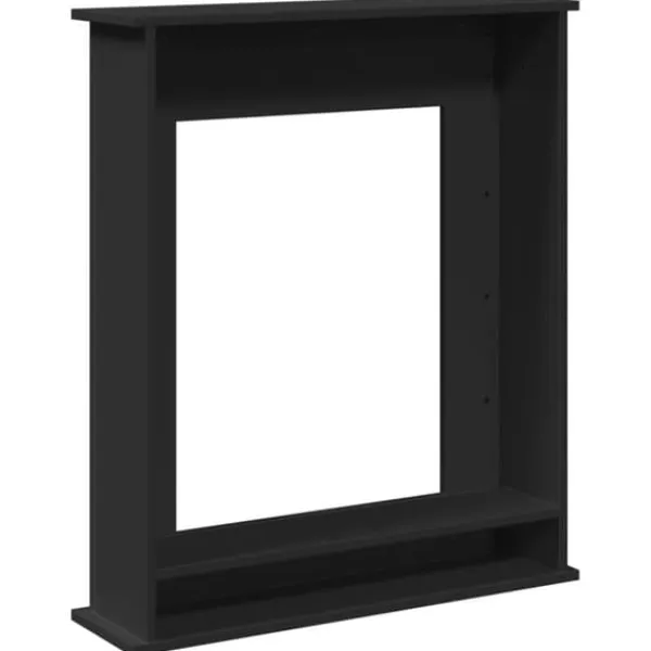 Elegant spiselkrans i konstruerat trä för LED-låga | Färg: Svart | Storlek: 75x20x87,5 cm