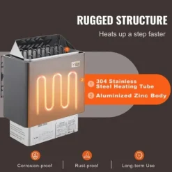 Discount Elektrisk Bastuvärmare 8KW, Digital Controller, för hemmaspa 8-12 m³ Bastu