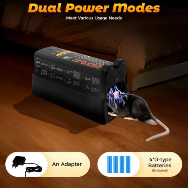 Best Elektrisk mus- och råttfälla - Elektronisk skadedjursfälla - EU-standard 220V 60Hz - 7000V högspänning - 27,5×11,9×12,5 cm - Svart Skadedjursfällor
