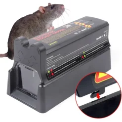 New Elektrisk råttfälla - Elektronisk mus- och råttfälla - 220V 60Hz - Elchock 7000V - Adapter 6V/1A - Plast - Svart Skadedjursfällor