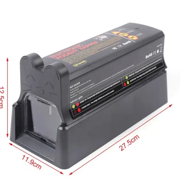 New Elektrisk råttfälla - Elektronisk mus- och råttfälla - 220V 60Hz - Elchock 7000V - Adapter 6V/1A - Plast - Svart Skadedjursfällor