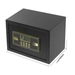 Elektronisk säkerhetsbox, dubbel-lås säkerhet, LED-display, larmmekanism,svart