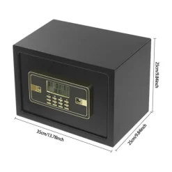 Elektronisk säkerhetsbox, dubbel-lås säkerhet, LED-display, larmmekanism,svart