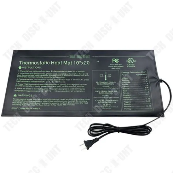 Sale Elektronisk värmematta - TECH DISCOUNT - 2 stycken - 25x52cm - Svart - Multifunktionell Kit För Växt- & Örtplantering