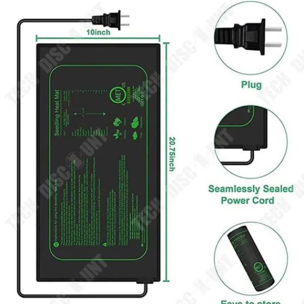 Sale Elektronisk värmematta - TECH DISCOUNT - 2 stycken - 25x52cm - Svart - Multifunktionell Kit För Växt- & Örtplantering