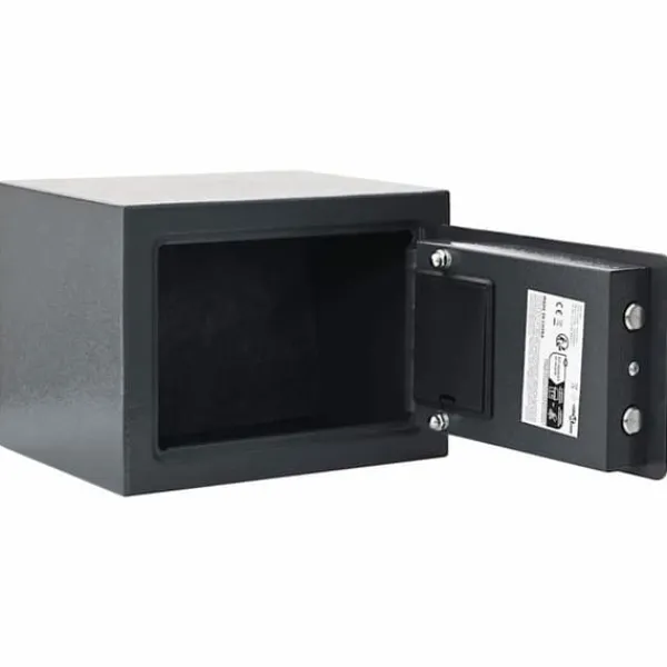 Elektroniskt digitalt säkerhetsskåp i mörkgrått | Storlek: 23x17x17 cm | Material: Stål