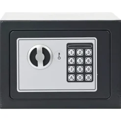 Elektroniskt digitalt säkerhetsskåp i mörkgrått | Storlek: 23x17x17 cm | Material: Stål