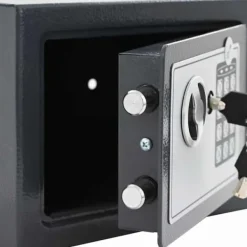 Elektroniskt digitalt säkerhetsskåp i mörkgrått | Storlek: 23x17x17 cm | Material: Stål