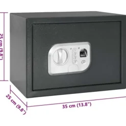 Hot Elektroniskt digitalt skåp med fingeravtryckslås | Färg: Mörkgrå | Storlek: 25x35x25 cm Kassaskåp