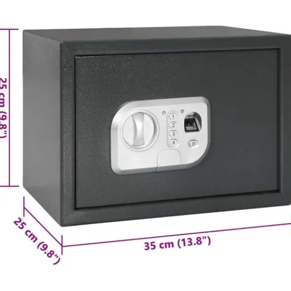Hot Elektroniskt digitalt skåp med fingeravtryckslås | Färg: Mörkgrå | Storlek: 25x35x25 cm Kassaskåp