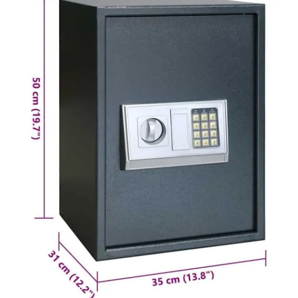 New Elektroniskt Digitalt Värdeskåp med Hylla - Robust Stål | Färg: Mörkgrå | Storlek: 35x31x50 cm Kassaskåp