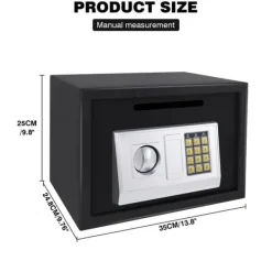 Elektroniskt säkerhetsskåp, kombinationslås, konstruktion av legerat stål,Svart 16L