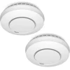 Best ELRO Connects FZ5002R Trådlös Rökdetektor - Anslutbar - Testad enligt DIN EN14604 - med Värmesensor - 2 Styck Vit Rök- & Koloxiddetektorer