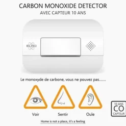 ELRO FC2702 kolmonoxiddetektor - 10 års sensor - EN50291-kompatibel Rök- & Koloxiddetektorer