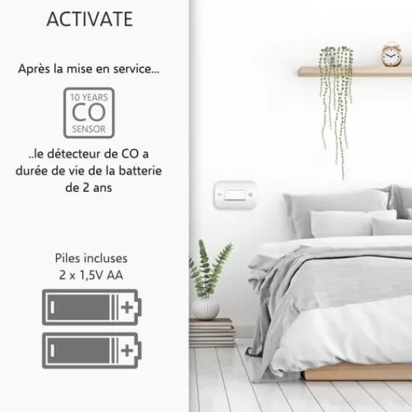 Outlet ELRO FC2702 kolmonoxiddetektor - 10 års sensor - EN50291-kompatibel Rök- & Koloxiddetektorer
