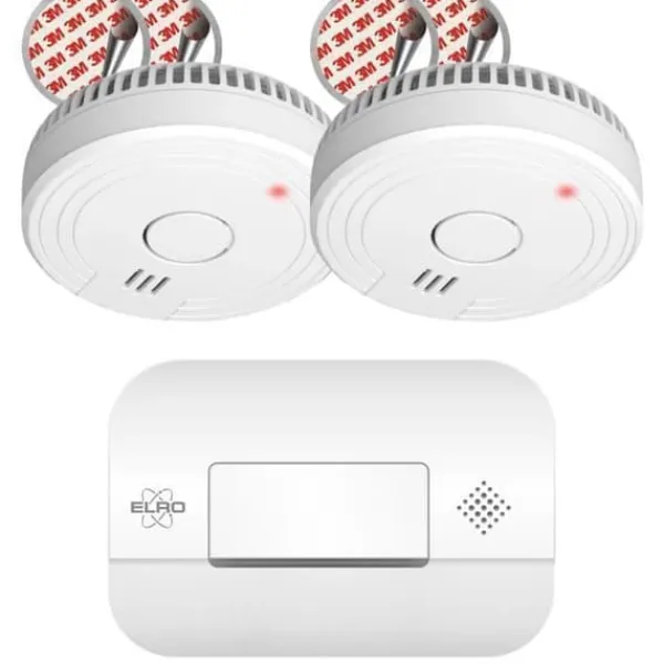 Hot ELRO FF1840 Brandskyddssats - 2x rökdetektorer med magnetfäste - 5 batterier - & kolmonoxiddetektor Rök- & Koloxiddetektorer