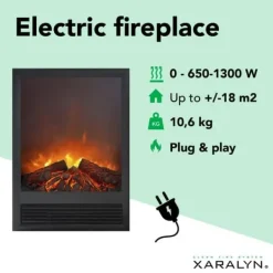 Elski elektrisk inbyggd spis - stämningskamin - 1300 Watt värme - plug and play - fjärrkontroll