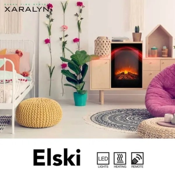 Elski elektrisk inbyggd spis - stämningskamin - 1300 Watt värme - plug and play - fjärrkontroll