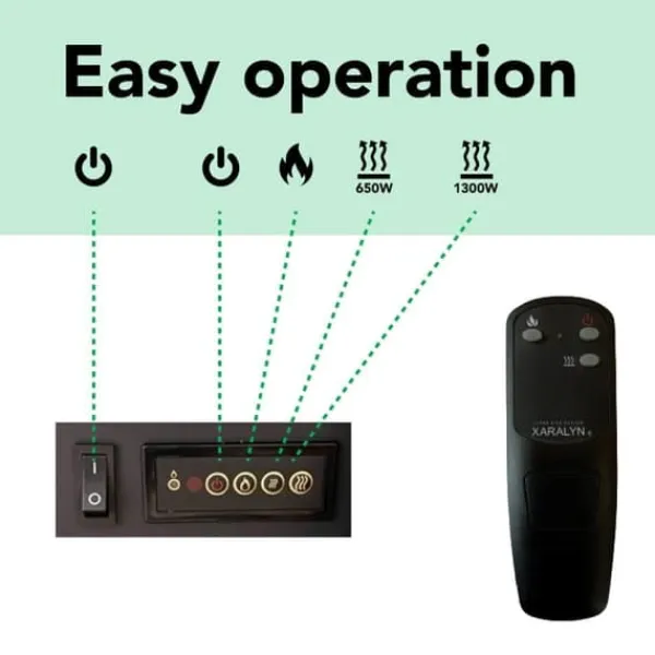 Elski elektrisk inbyggd spis - stämningskamin - 1300 Watt värme - plug and play - fjärrkontroll