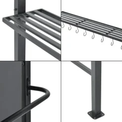 [en.casa] BBQ-paviljong Pyrgos-215x220x140cm-pulverlackerat stål-eldtåligt tak-med sidohyllor-antracit-mörkgrå