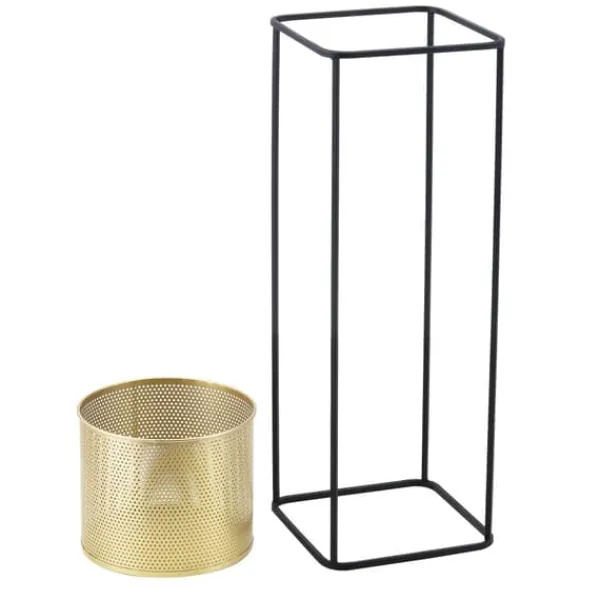 Best Växtställ Mettet set 2-med inbyggda krukor-46x21x21cm-70x25x25cm-metall-svart-guld Växtställ