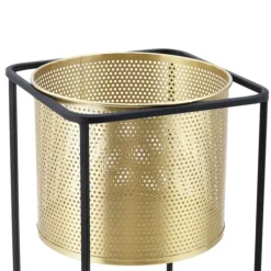 Best Växtställ Mettet set 2-med inbyggda krukor-46x21x21cm-70x25x25cm-metall-svart-guld Växtställ