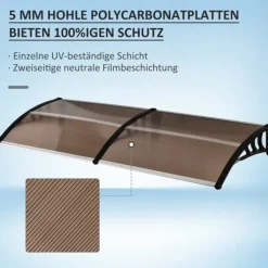 Online Entrétak 75×195×23 cm – polykarbonat, sol- & regnskydd, brunt Skjul, Garage & Carports