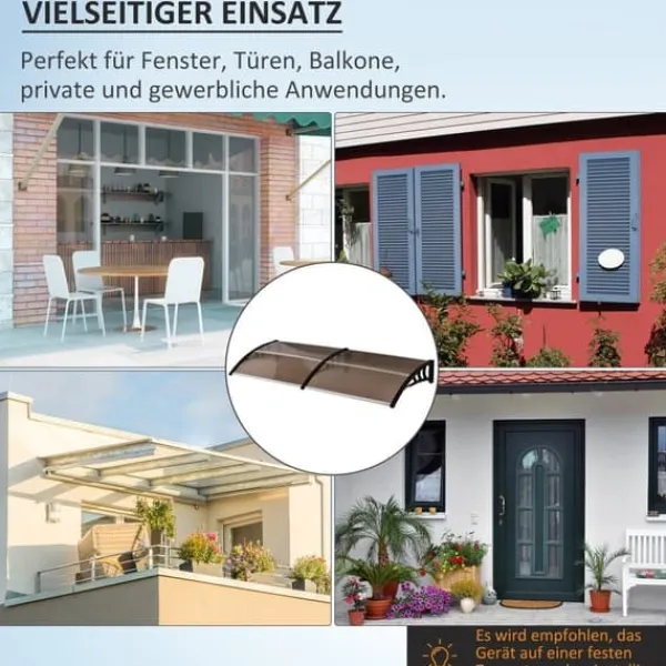 Online Entrétak 75×195×23 cm – polykarbonat, sol- & regnskydd, brunt Skjul, Garage & Carports