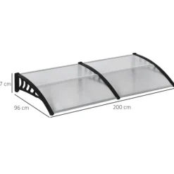 Entrétak 200×96×27 cm med UV-skydd – aluminium, svart