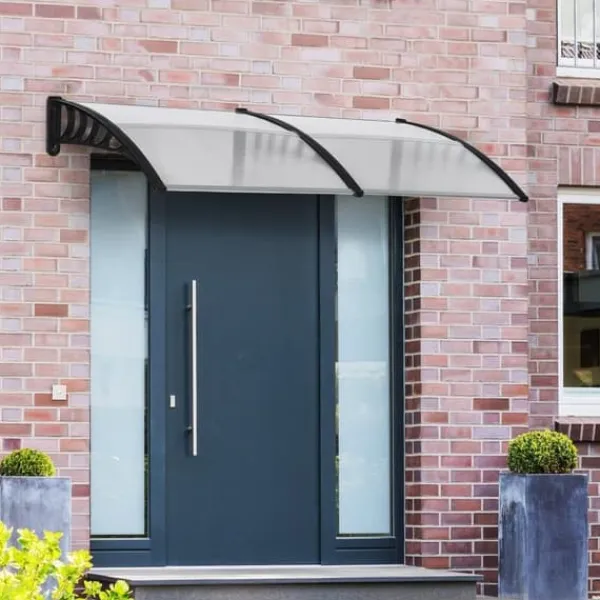 Entrétak 200×96×27 cm med UV-skydd – aluminium, svart
