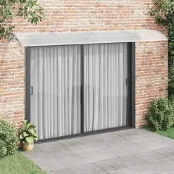 New Entrétak av polykarbonat - Väderbeständig och slitstark | Färg: Grå/Transparent | Storlek: 400x75 cm Valvbågar, Spaljéer, Bersåer & Pergolor