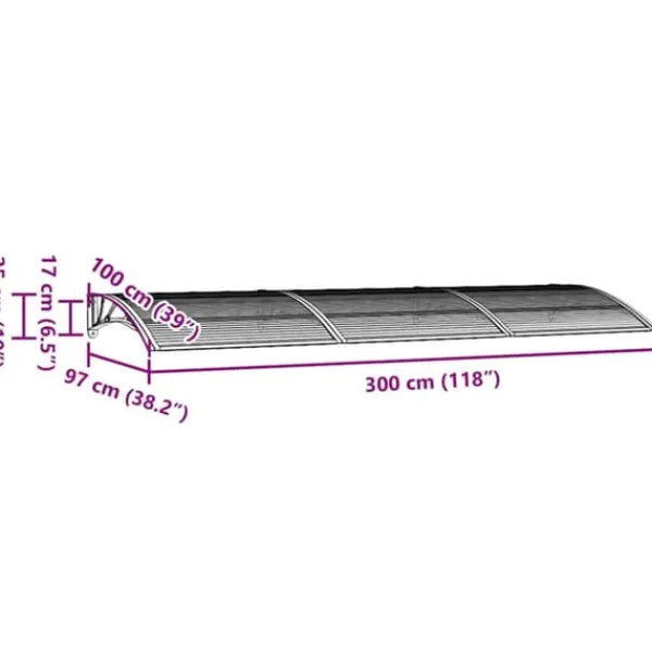 Best Entrétak av polykarbonat - Skydd för entrén | Färg: Svart | Storlek: 300x100 cm Valvbågar, Spaljéer, Bersåer & Pergolor