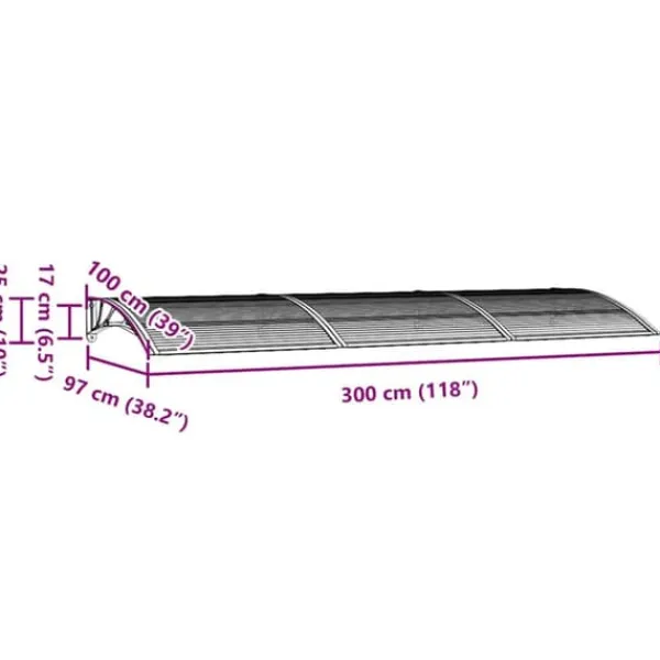 Sale Entrétak av polykarbonat - Väderbeständigt och slitstarkt | Färg: Svart | Storlek: 300x100 cm Valvbågar, Spaljéer, Bersåer & Pergolor