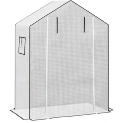 Ersättningsfolie PE 140x73x190 cm, UV-skydd, rullport & sidofönster – för växthus/tomathus, vit