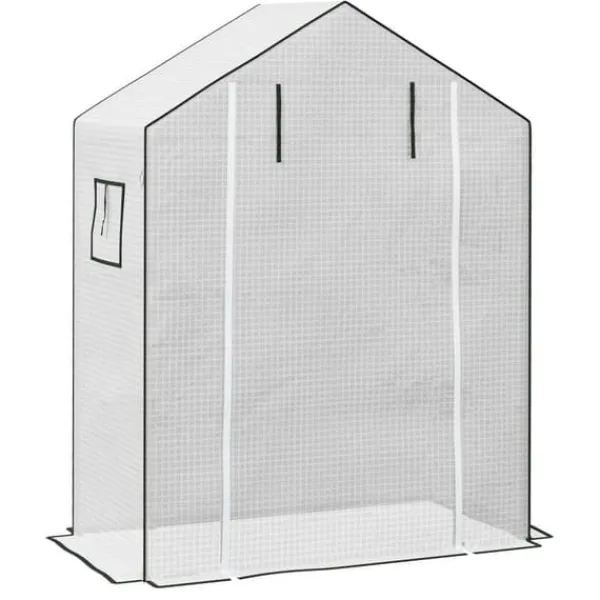 Ersättningsfolie PE 140x73x190 cm, UV-skydd, rullport & sidofönster – för växthus/tomathus, vit
