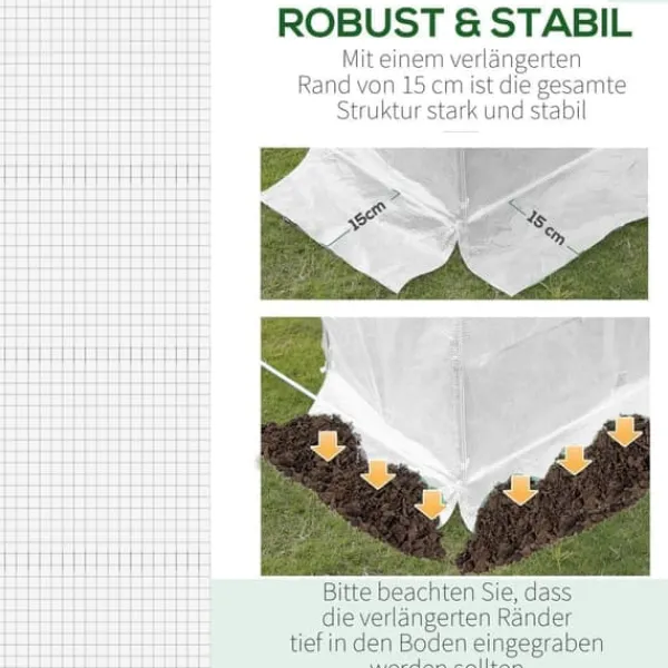 Hot Ersättningsfolie 600x300x200 cm, frontdörr & 12 fönster, rivtålig UV-PE – växthustunnel, vit Växthus