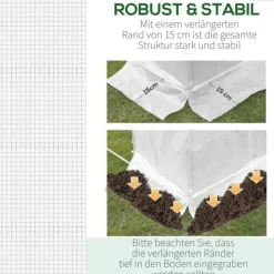 Hot Ersättningsfolie 600x300x200 cm, frontdörr & 12 fönster, rivtålig UV-PE – växthustunnel, vit Växthus