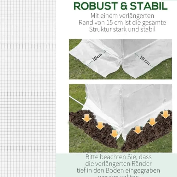 Hot Ersättningsfolie 600x300x200 cm, frontdörr & 12 fönster, rivtålig UV-PE – växthustunnel, vit Växthus