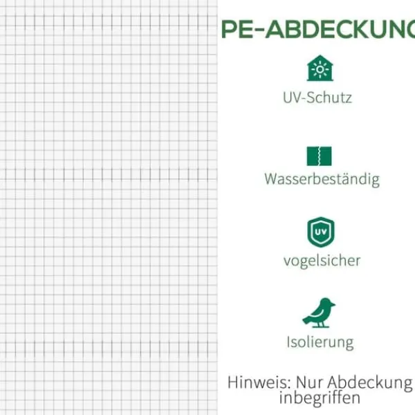 Ersättningsfolie 600x300x200 cm, frontdörr & 12 fönster, rivtålig UV-PE – växthustunnel, vit