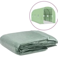 Hot Ersättningsskydd för växthus - Grön - 200x450x200 cm - 6 fönster - 1 dörr - PE Växthus