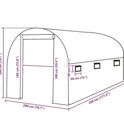 Hot Ersättningsskydd för växthus - Grön - 200x450x200 cm - 6 fönster - 1 dörr - PE Växthus